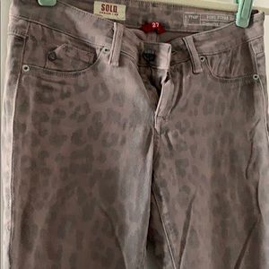 Jeans, muted cheetah print, size 27,